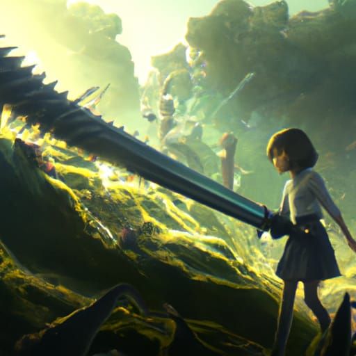 Anime Girl vs Tentacle Monster: Ghibli-Style Concept Art