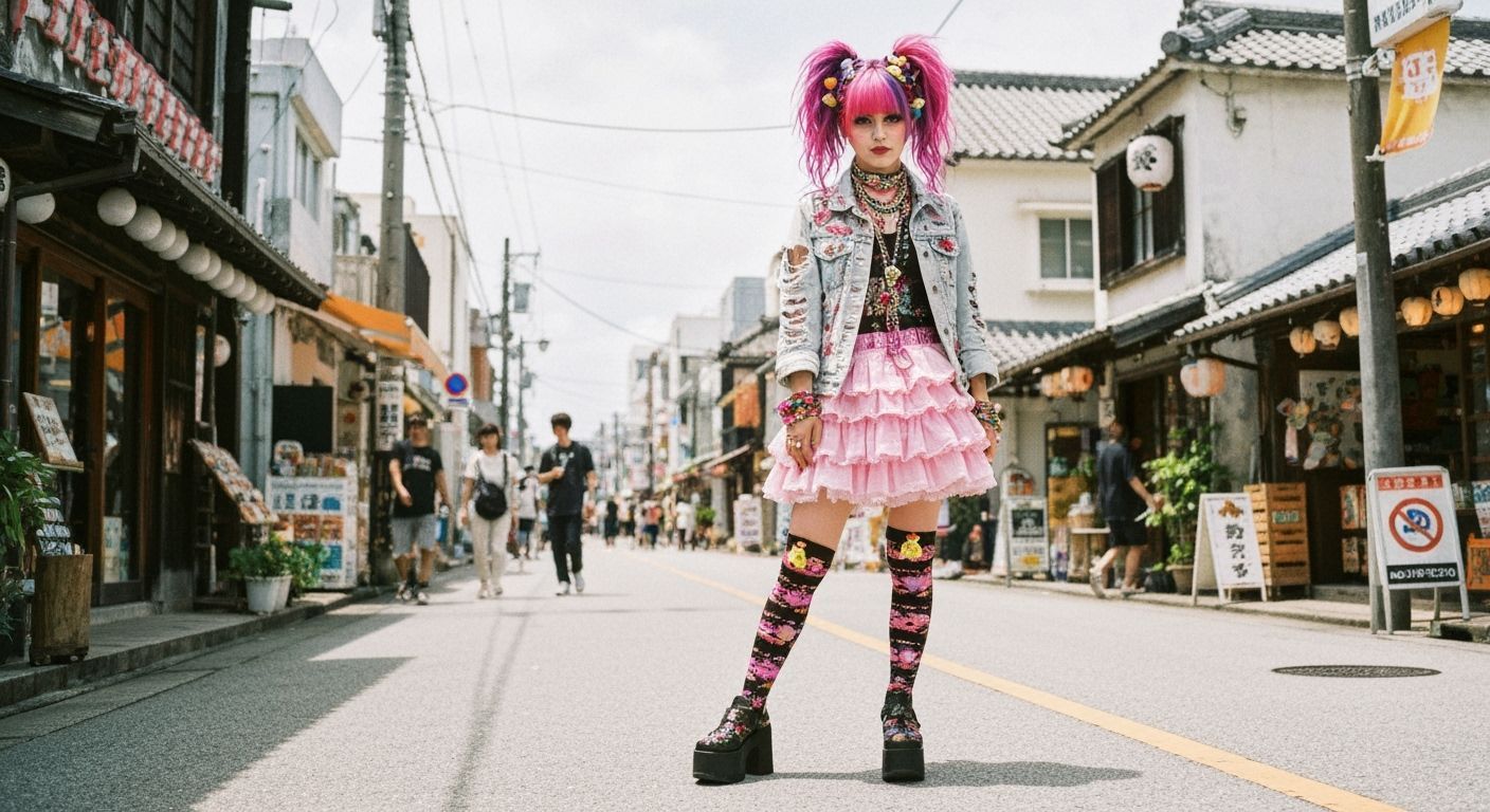 Punk Gyaru Girl in Okinawa with Shibuya and Harajuku Style