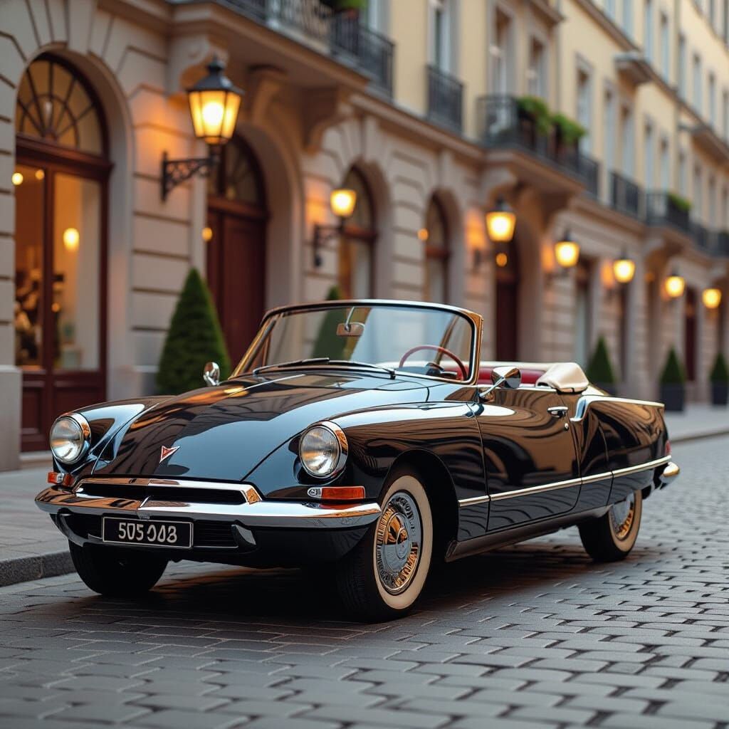 Vintage Citroen DS Cabrio in Retro-Futuristic Style