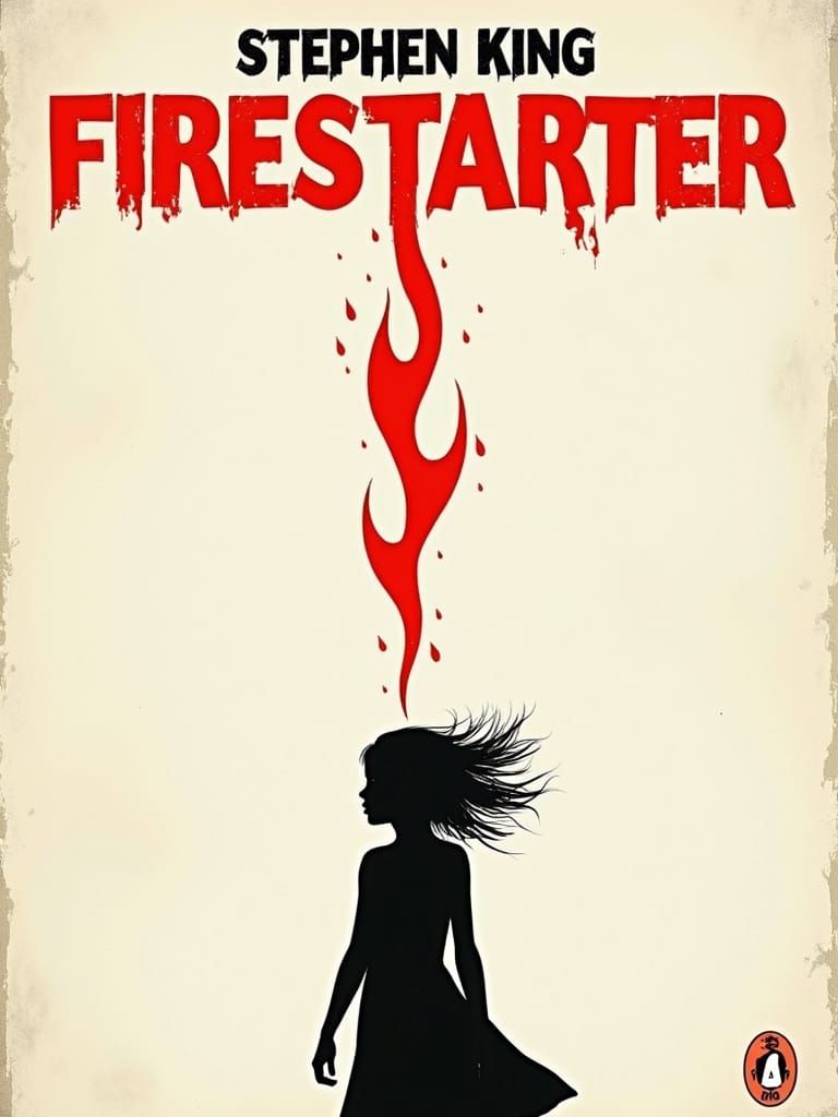 Minimalist 80s Horror Book Cover - Firestarter by Stephen Ki...