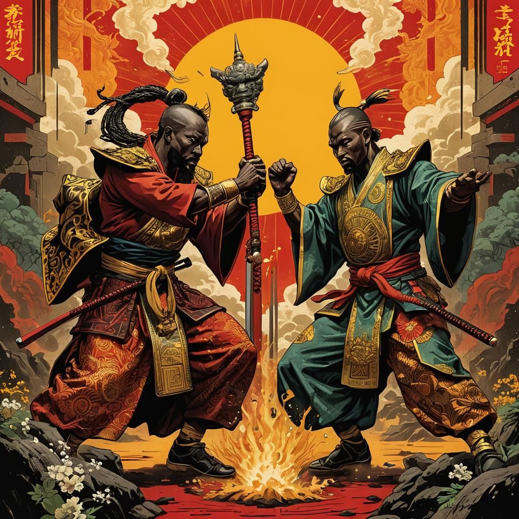 African Kung-Fu Titans Clash in Art Deco Setting
