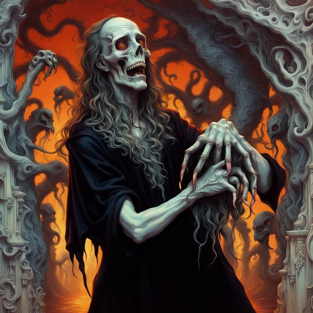 Ghosts Contemplate AI in Surreal Horror Style