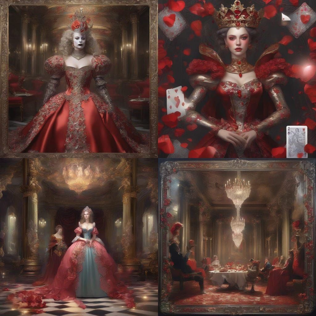 Living Playing Cards in a Mirrored Hall