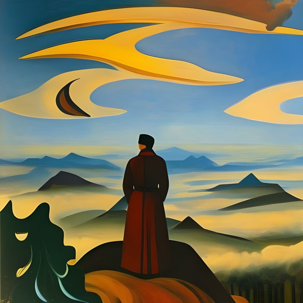 Wanderer Above the Sea of Fog: in Futurism Style
