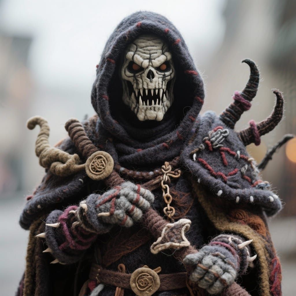 Grimdark Aesthetic Captured in Felt Craft Style