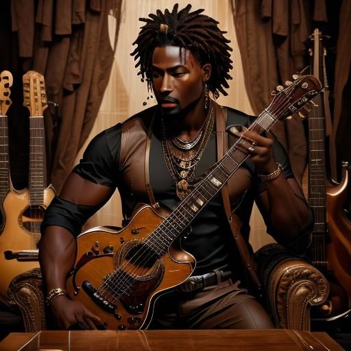 Surreal Musician Plays Melted Chocolate Guitar in Brown Stag...