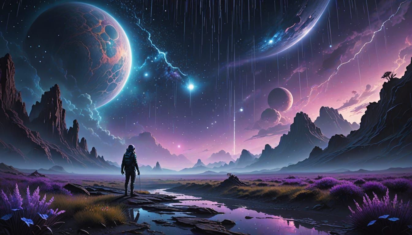 Ethereal Digital Painting of Alien Planet Arrival