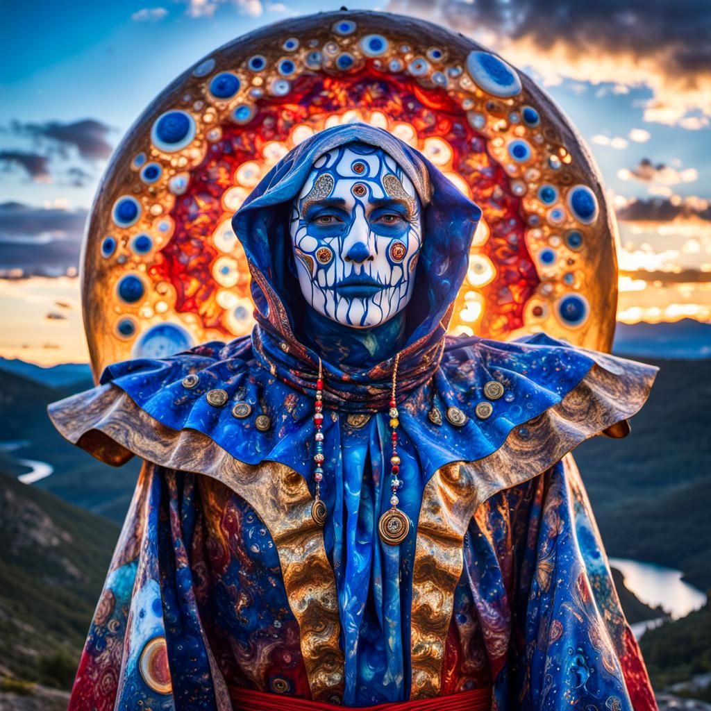 Surreal Cosmic Figures in Dreamscape Landscape