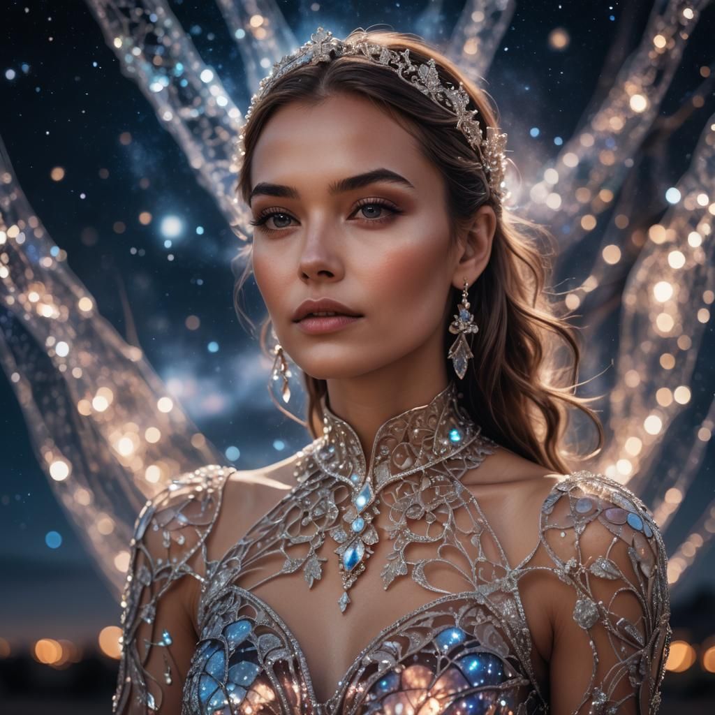 Woman in Glass Dress Portrait