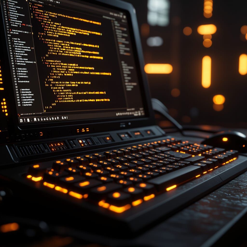 Ominous Hacker Terminal in Earthy Tones