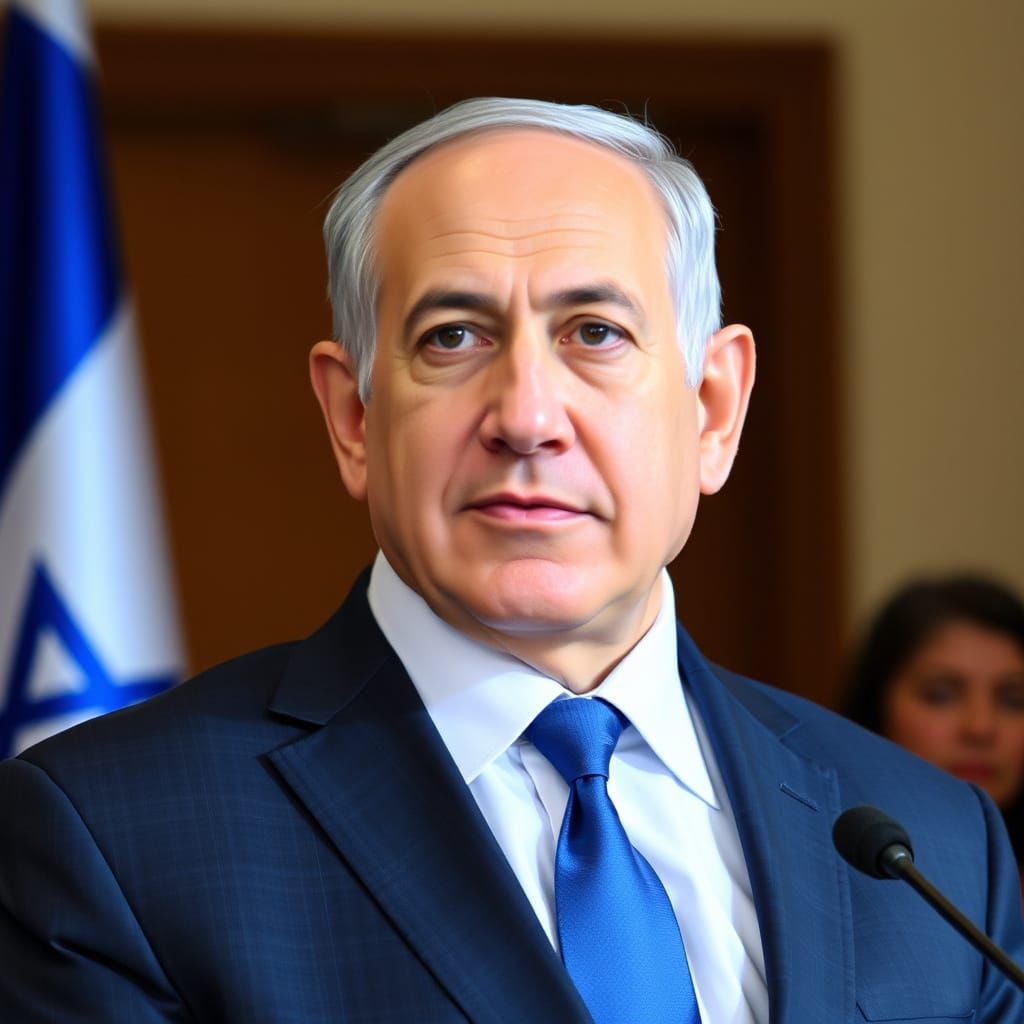 Portrait of Israeli Leader in Official Attire