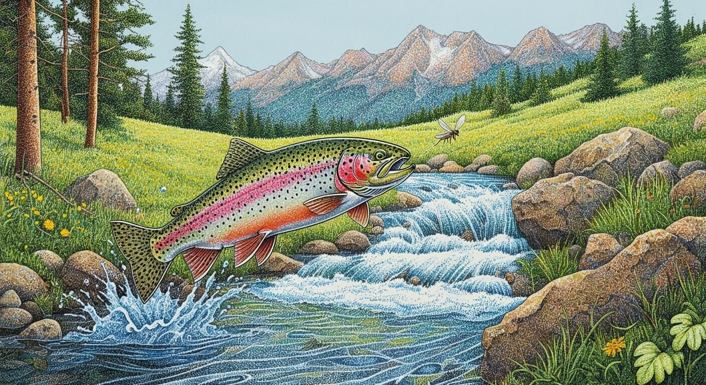 Trout in Serene Mountain Stream