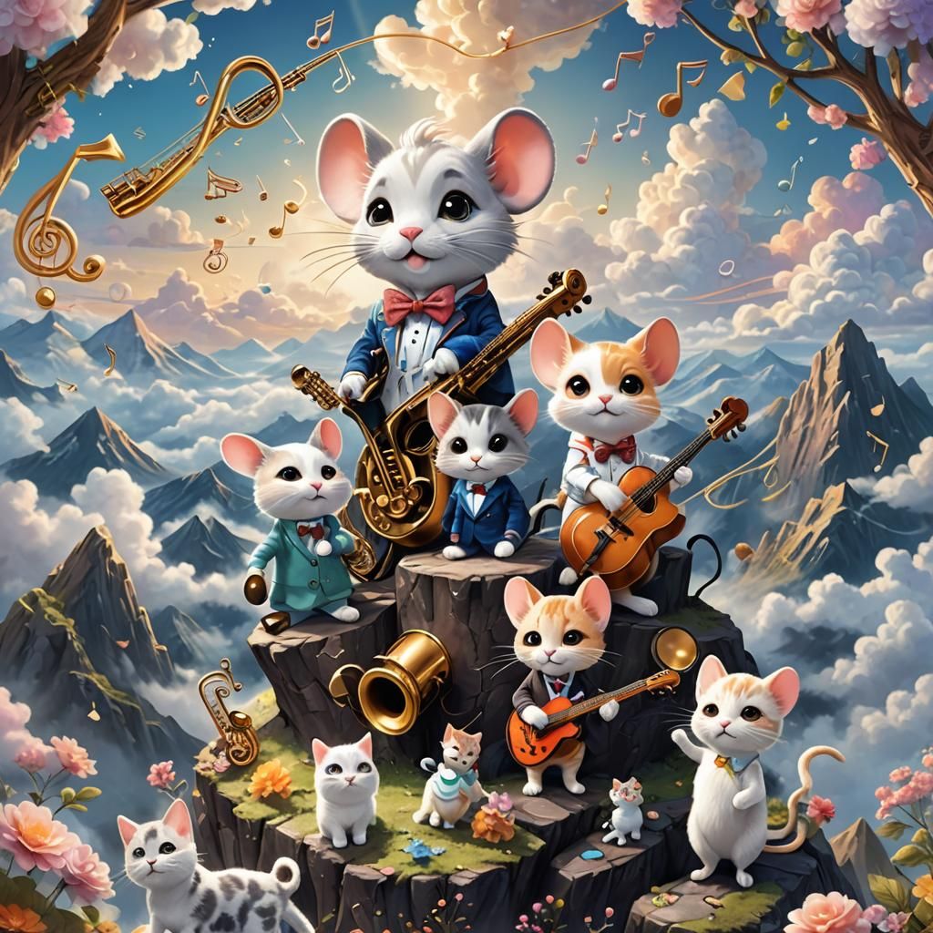 Chibi Animals Play Jazz in Dreamy Digital Art