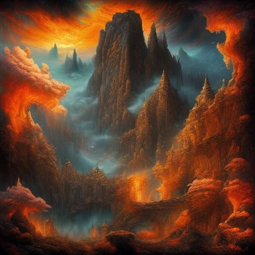 Dark Fantasy Cave with Point of Light