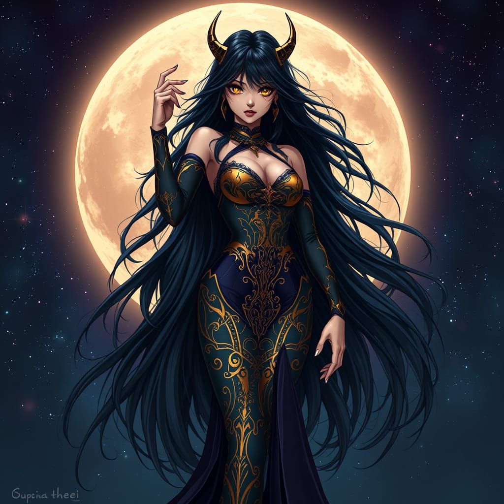 Semi-Realistic Anime Enchantress with Mystical Power