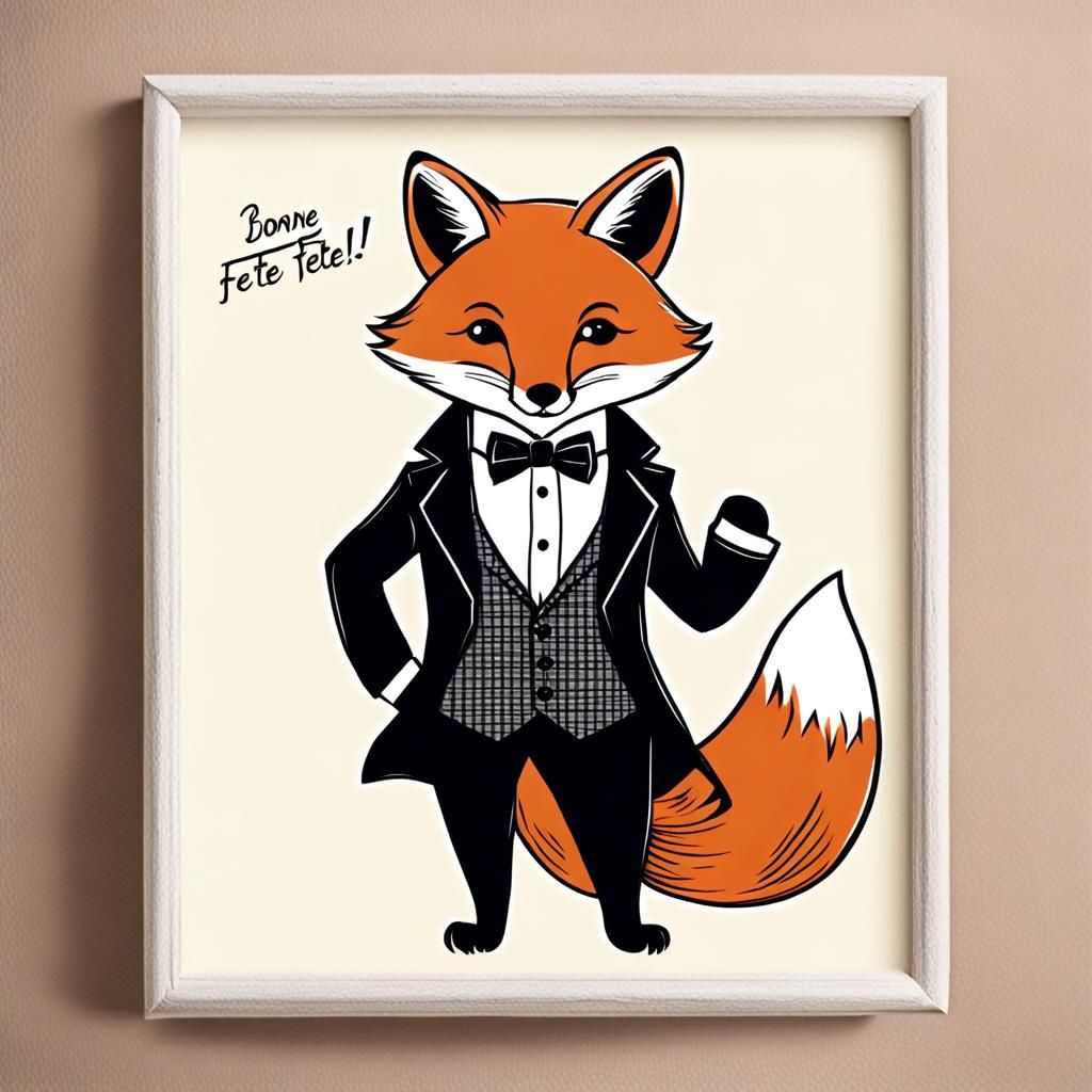 Fox in Tuxedo Celebrates 'Bonne Fête Emma!'