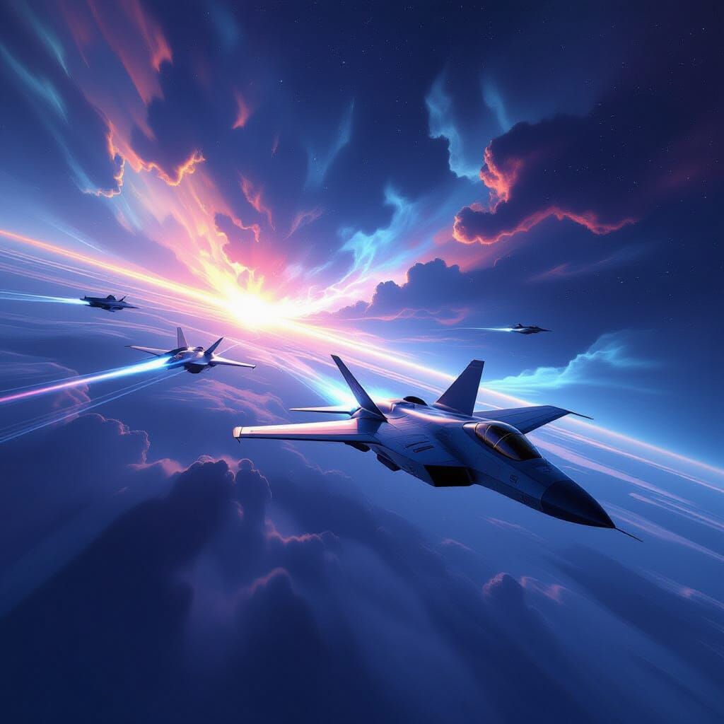 Minimalist Sci-Fi Jets in Surreal Dreamscape