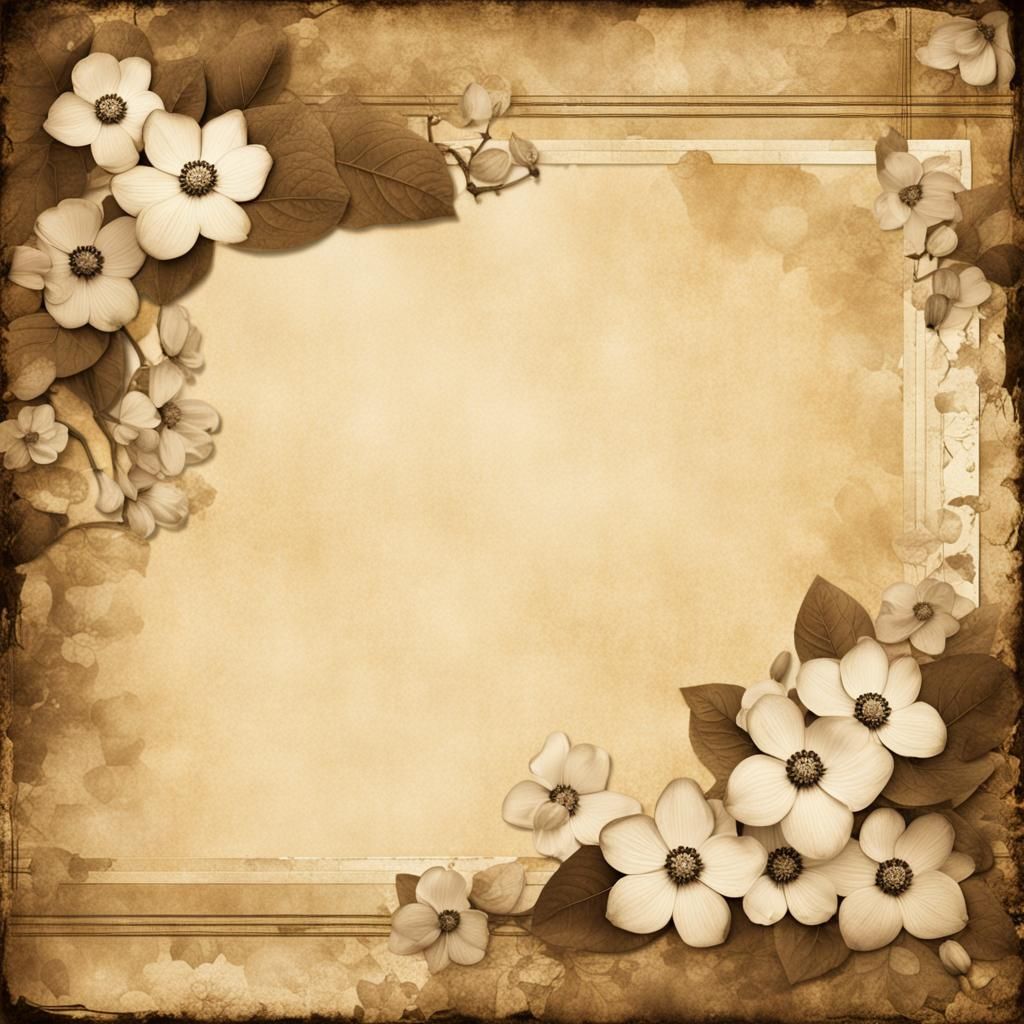 Sepia Scrapbook Page with Dogwood Border