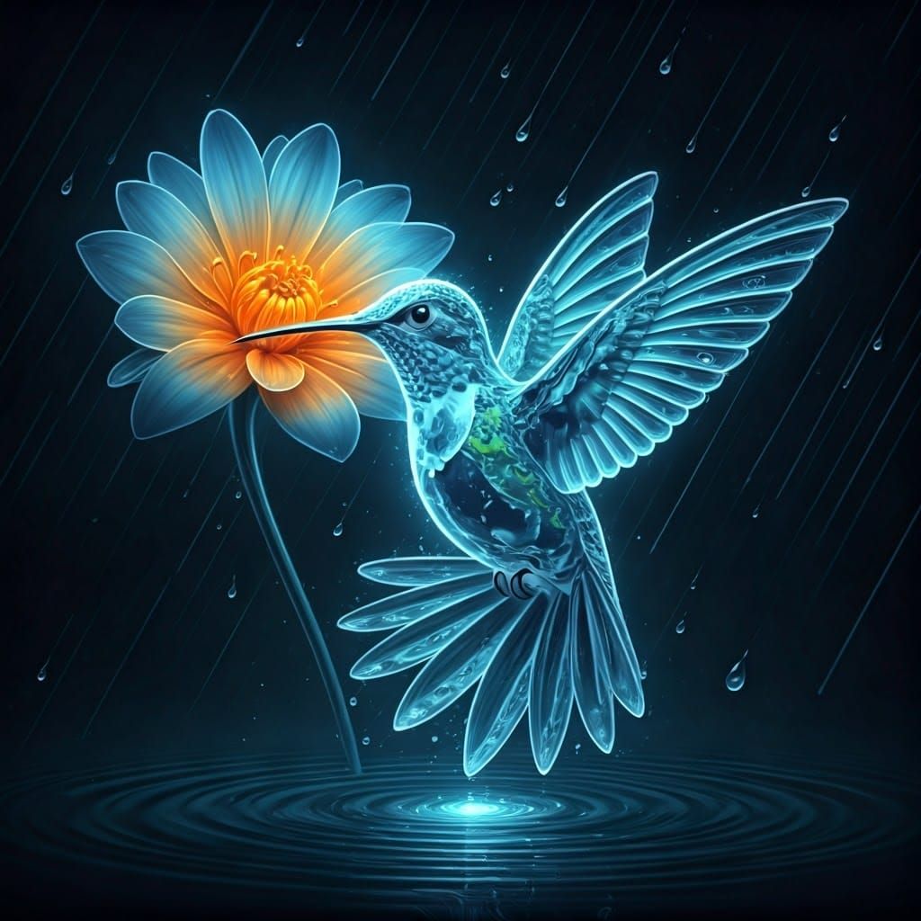 Ethereal Hummingbird in Mystical Digital Art
