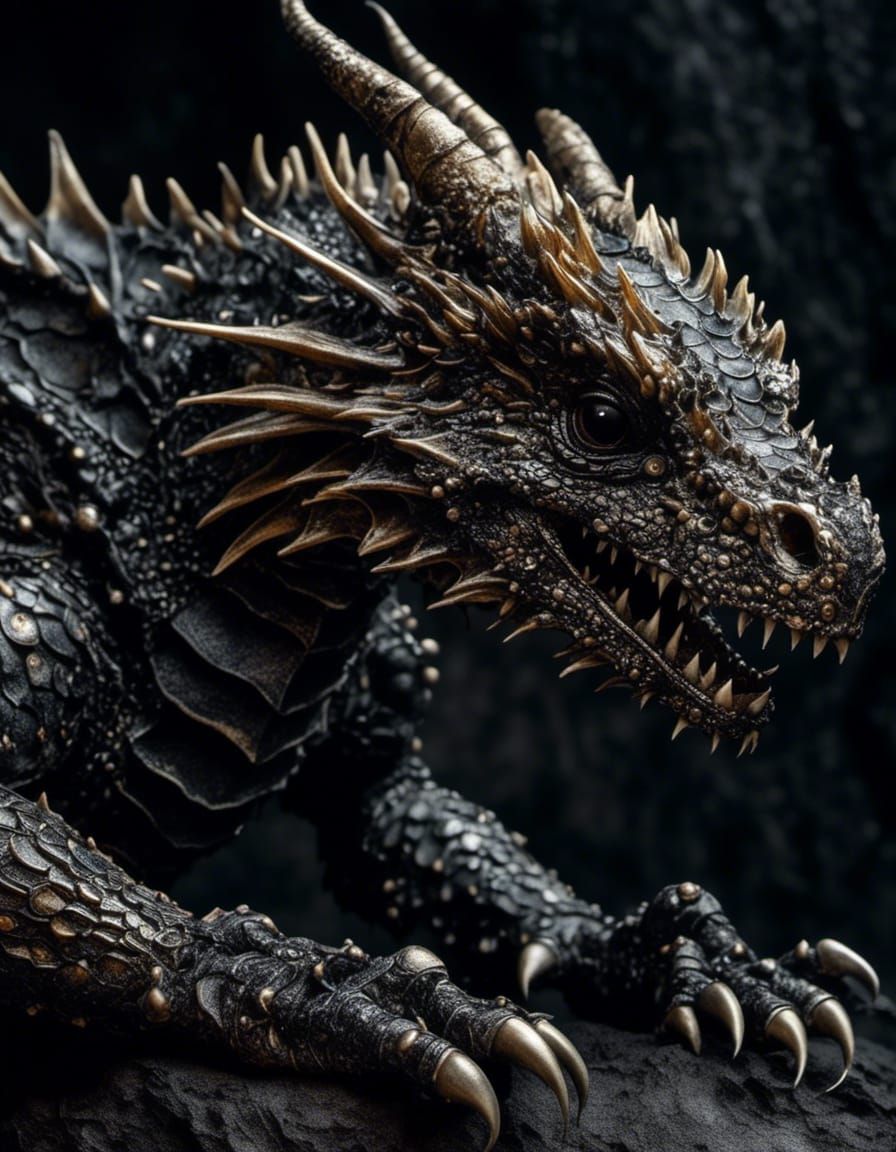 Gothic Dragon Hatchling Microphotograph Portrait