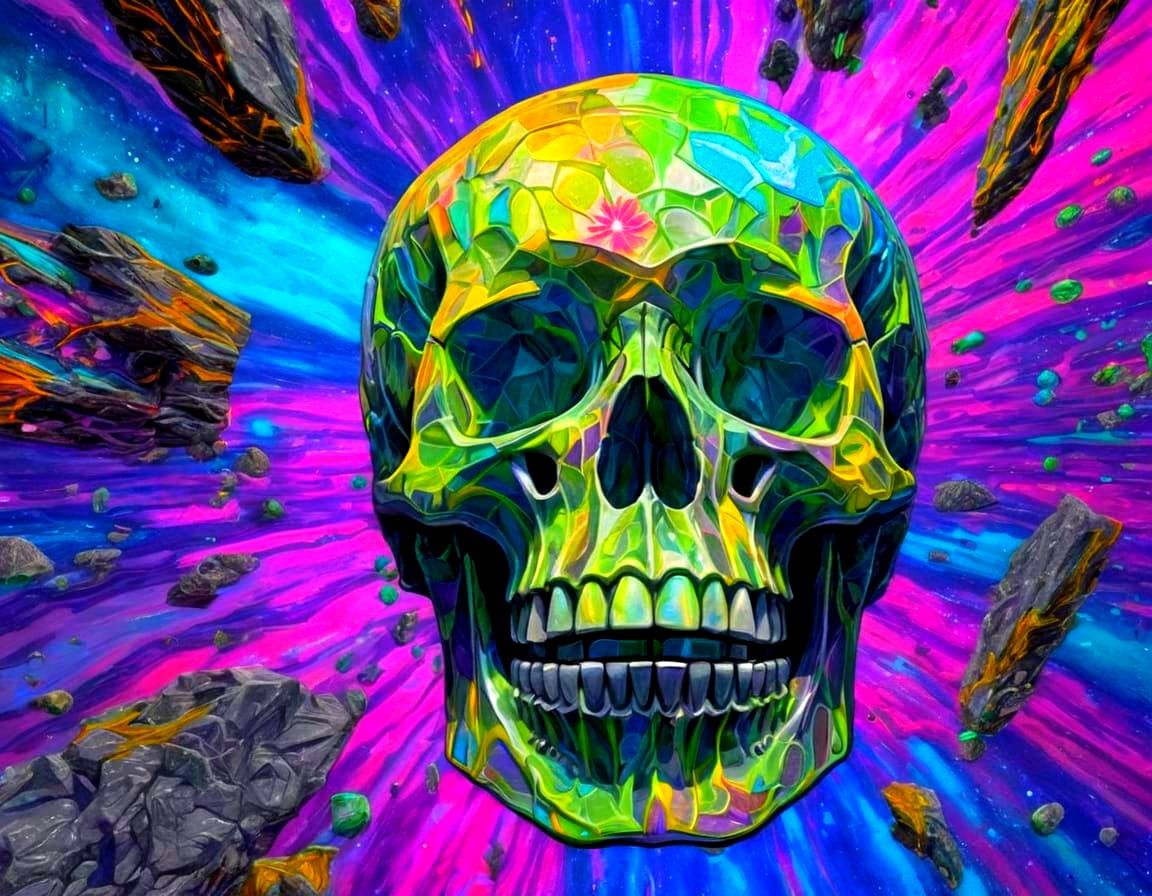 Surreal Aurora Borealis Night Scene with Desert Sunset and G...