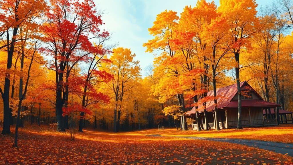 Golden Autumn Forest in Impressionist Style