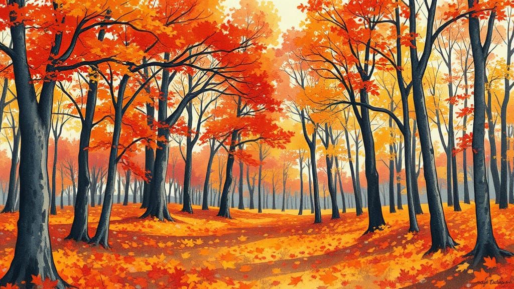 Autumnal Whimsy in 19th-Century Artistic Style