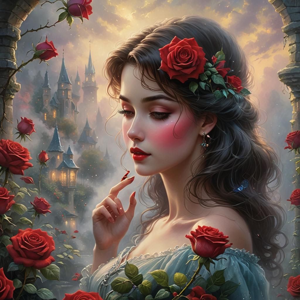 Kissing a Rose: Ethereal Fantasy Art