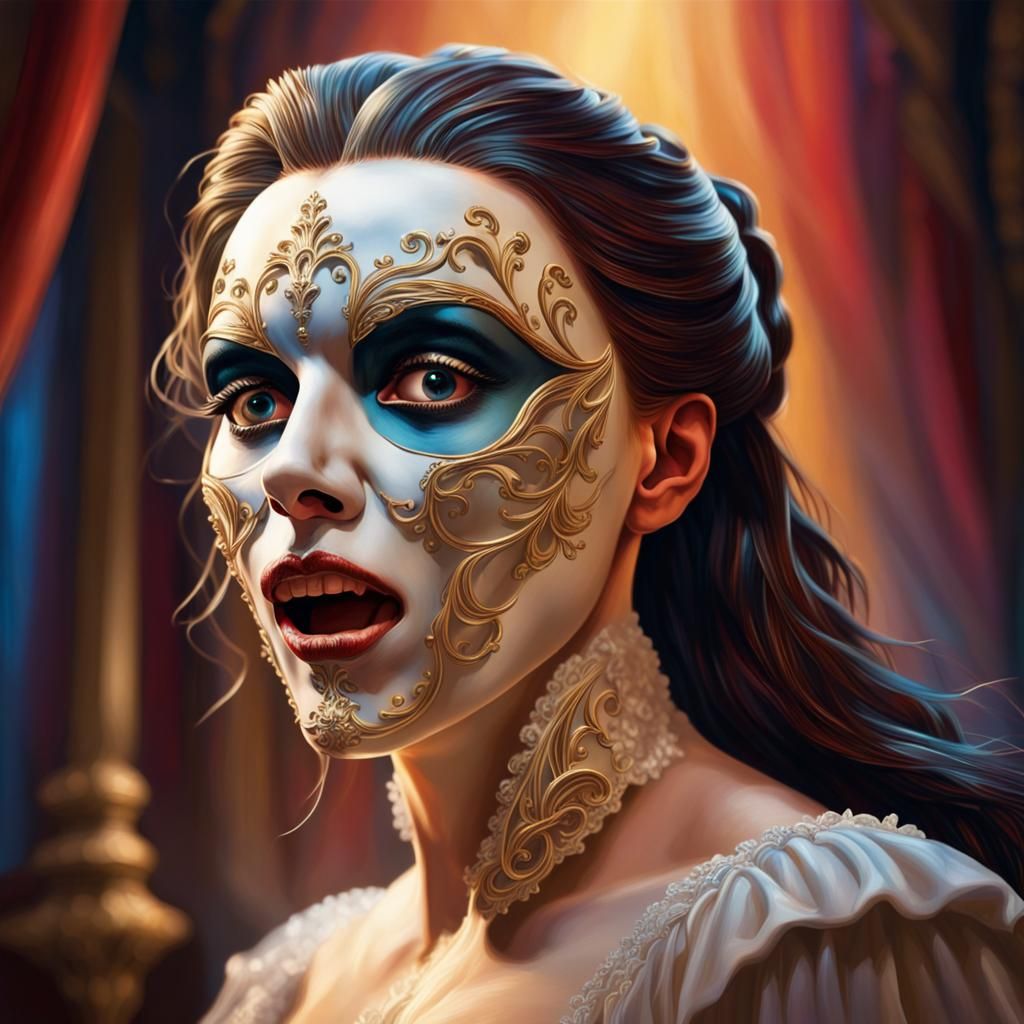 Dramatic Phantom of the Opera in Splash Art Style