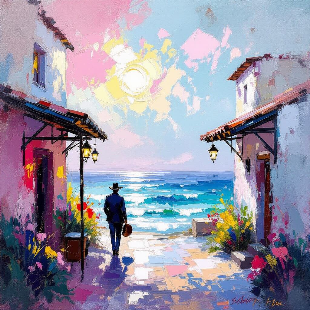 Wild West Impressionistic Painting with Gold Accents