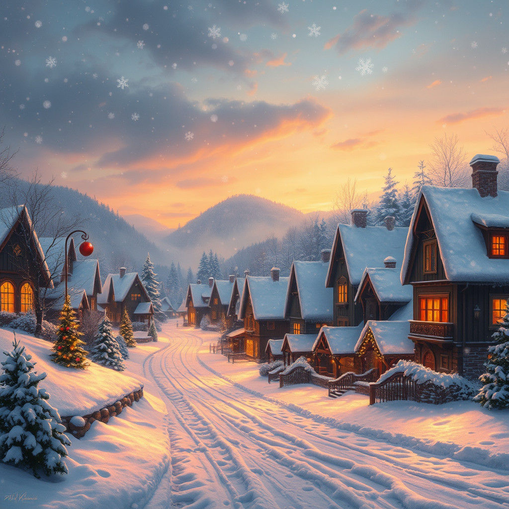 Magical Christmas Winter Wonderland in Whimsical Style