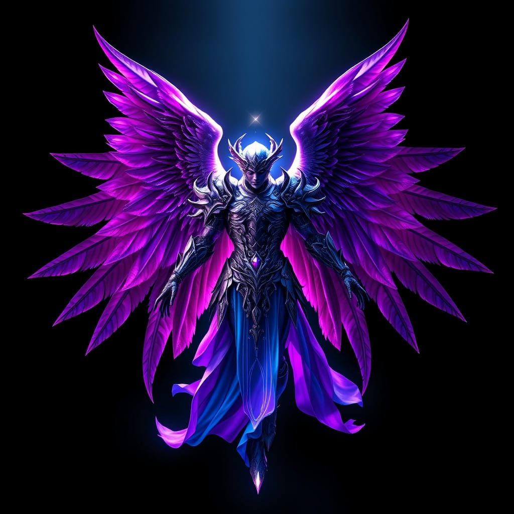 Majestic Hyperrealistic Archangel with Intricate Wings and N...