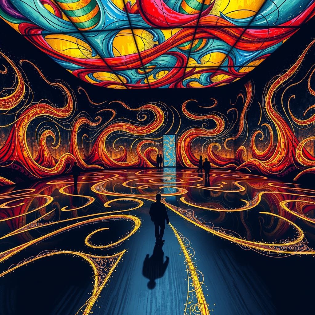 Colorful Maze in Cavernous Room, Steve Klein Style