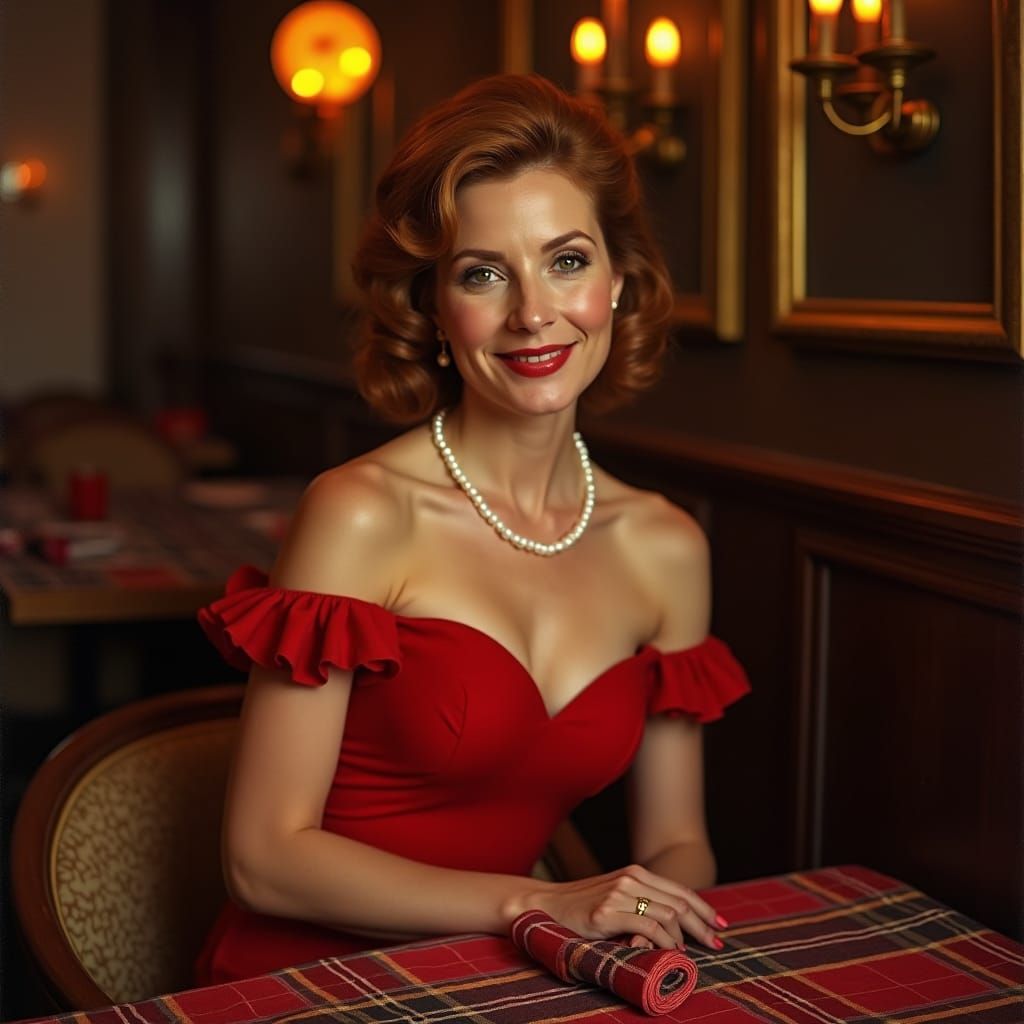 Elegant Woman in Red Gown, Old Master Style