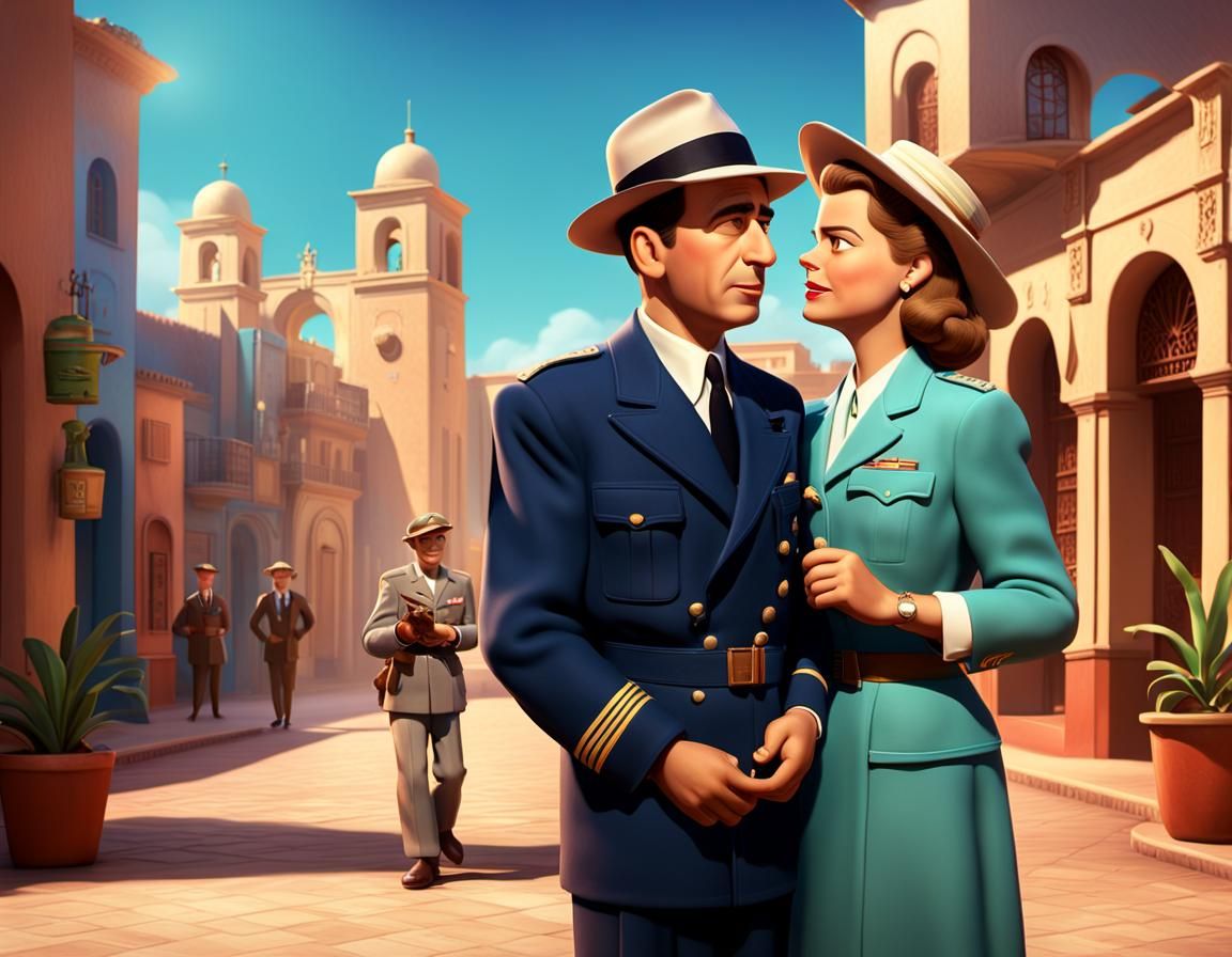 Casablanca Reimagined in Pixar Style 3D Art