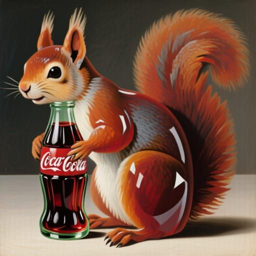 Squirrel Composed of Coca-Cola Elements in Liquid Style