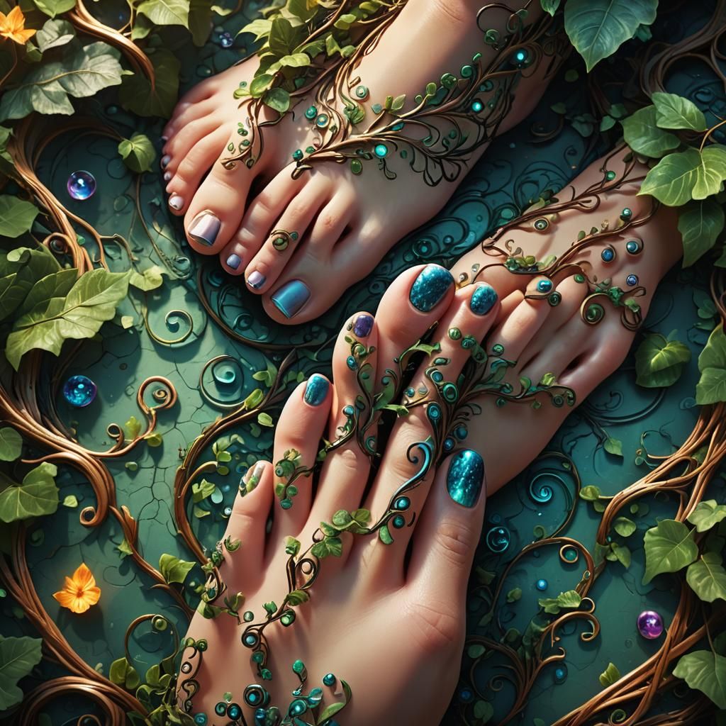 Glowing Toes with Intricate Patterns, Digital Matte Painting
