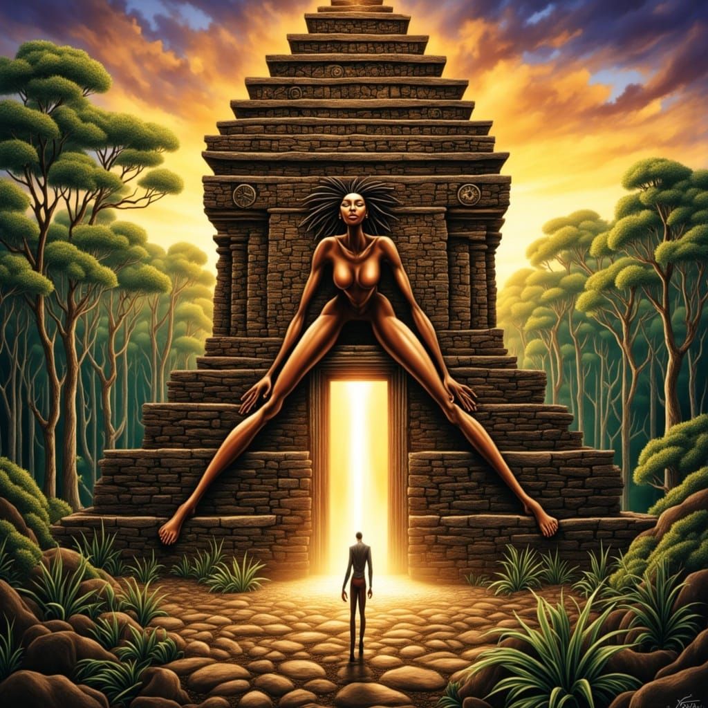 Surreal Temple in the Shape of an African Woman