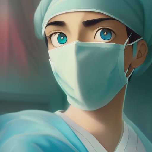 Anime Surgeon in Operating Room, Ghibli Style
