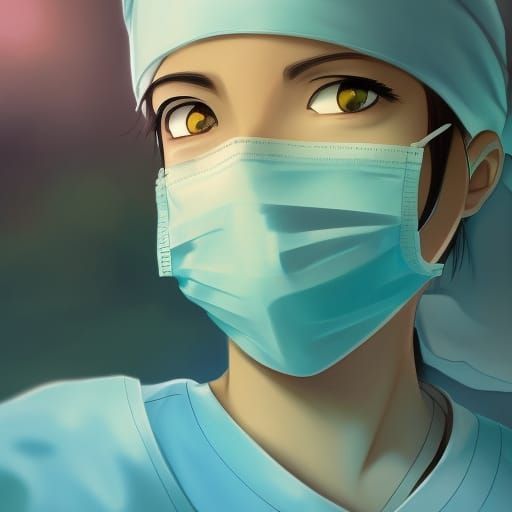 Anime Surgeon in Operating Room, Digital Art