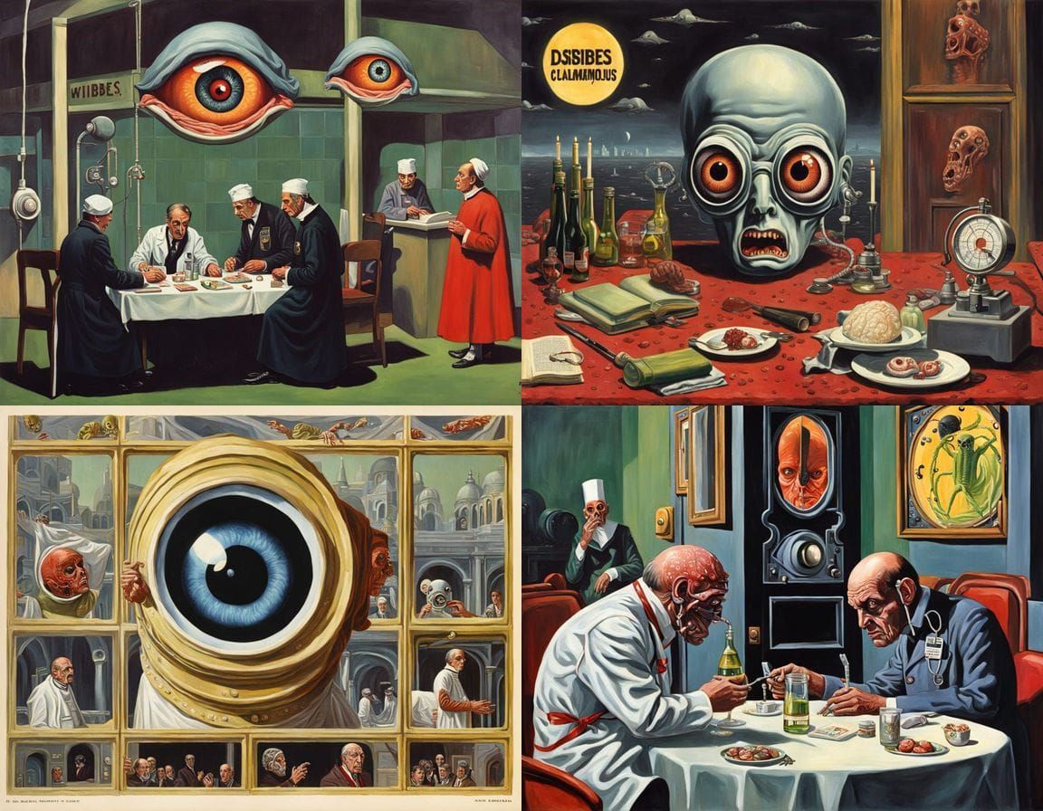 Ladybird Book Style Art: Macabre Homunculus & Eyeball