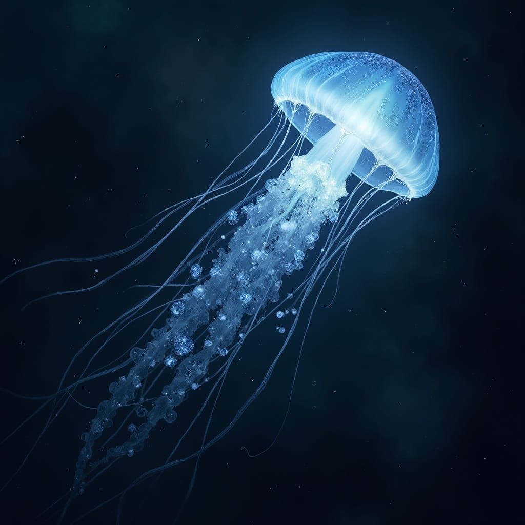 Cosmic Bioluminescent Jellyfish in Dark Nebulae