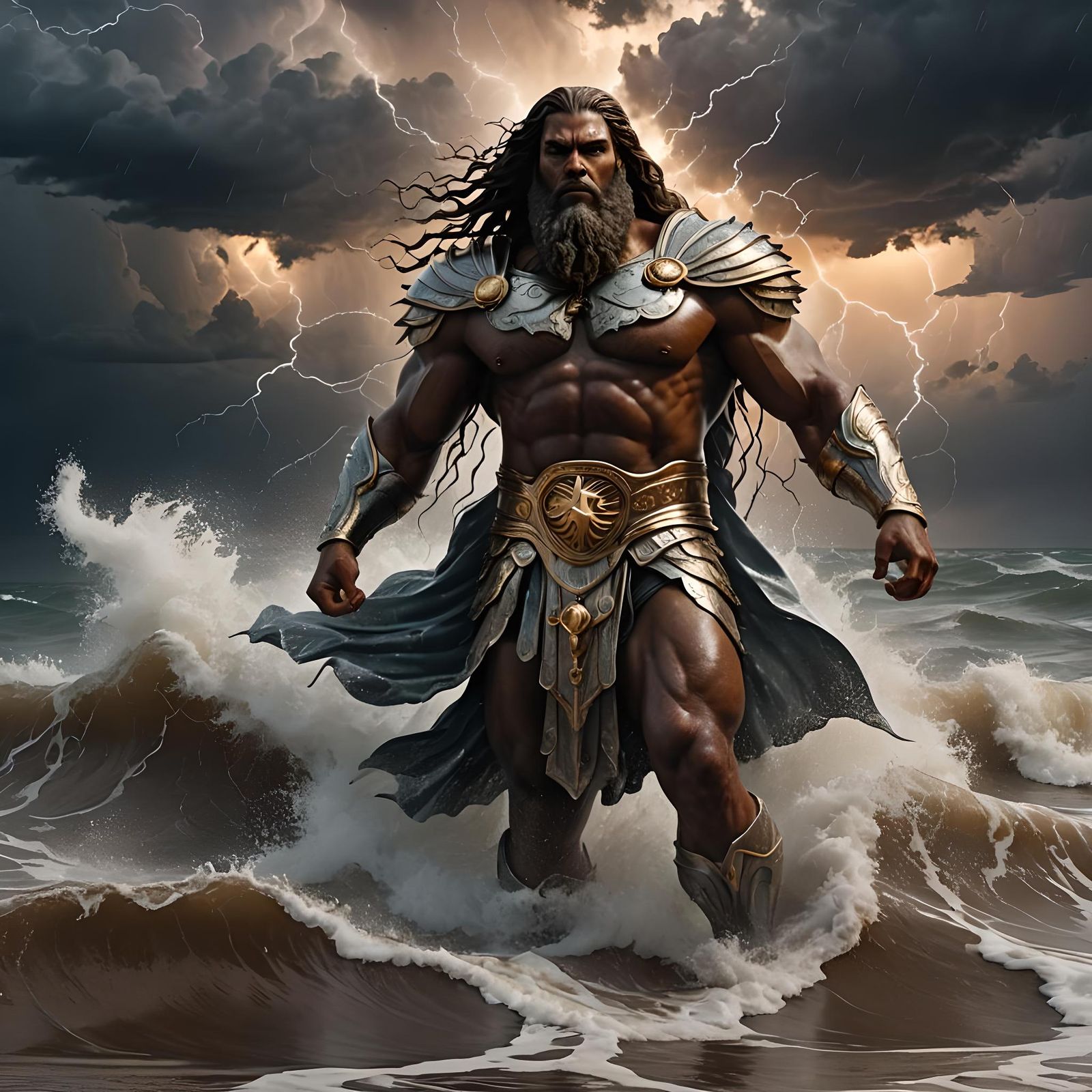 King Nebuchadnezzar in Waves with Lightning