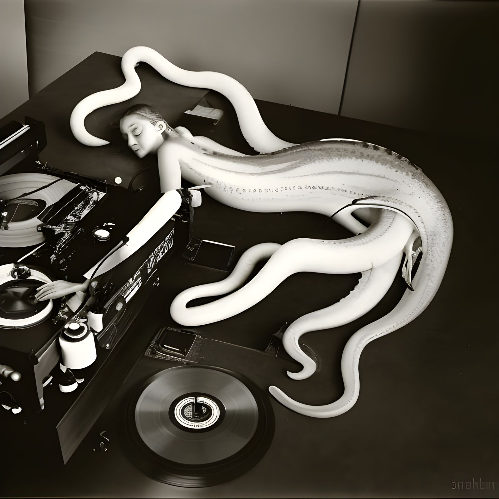 Cyborg Squid DJ in a Bouguereau Style