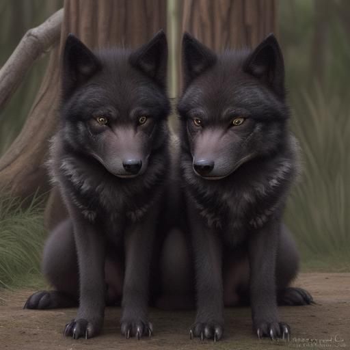 Bigby Wolf and Keira Swan's Black Wolf Pups
