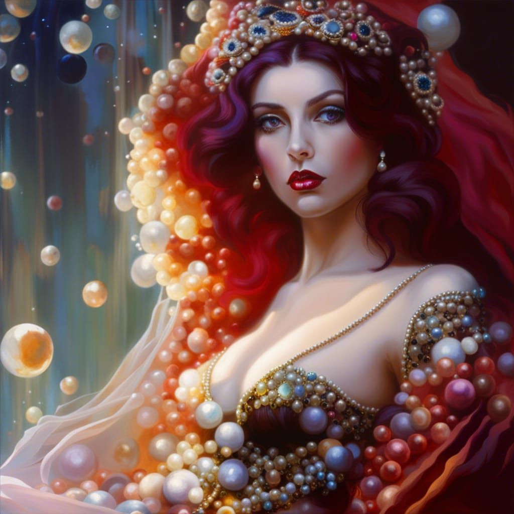 Gem-Encrusted Lady in Dramatic Lighting