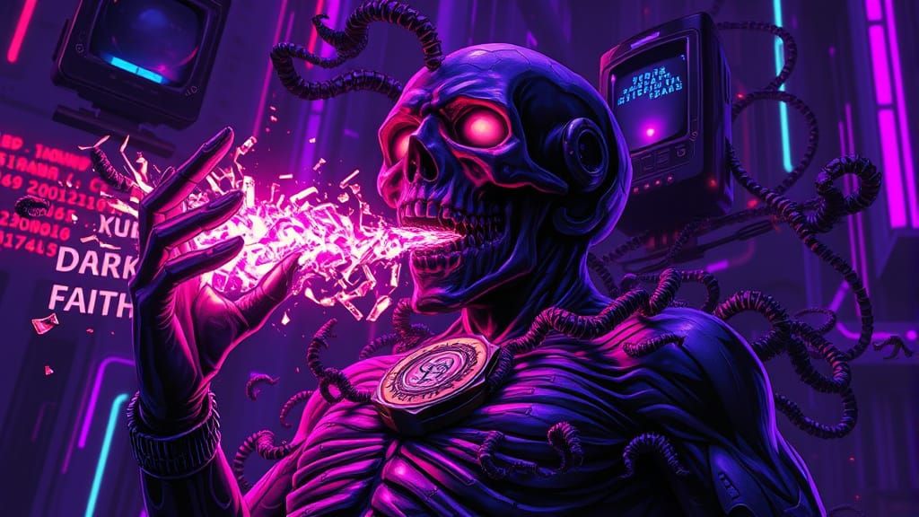 Cyberpunk Nano-toxin Guardian in Neon Purple and Black