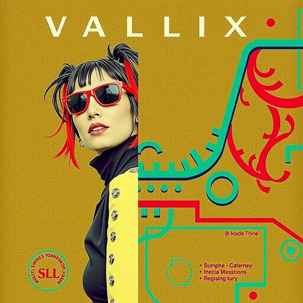 Edgy Woman in Bold Red Hair and Futuristic Sunglasses