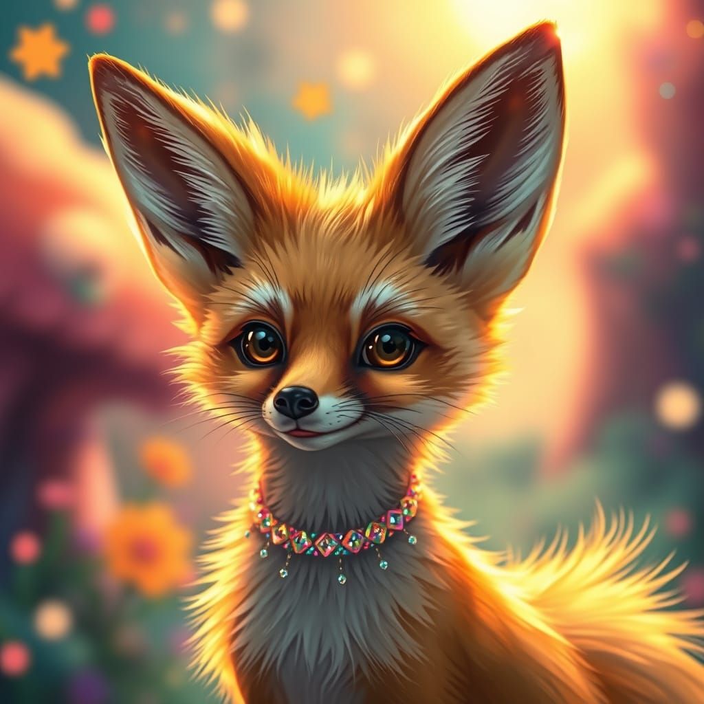 Vibrant Fennec Fox in Whimsical Anime World