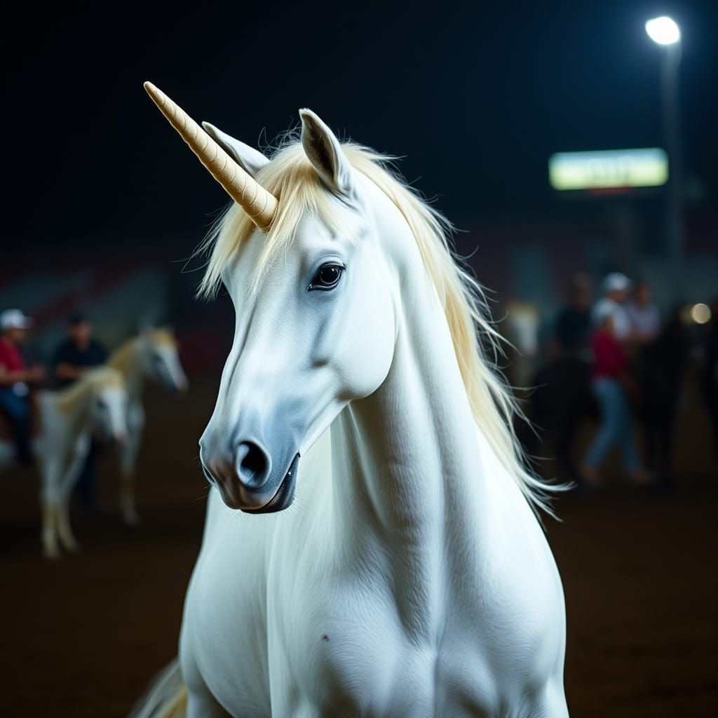 Androgynous form in a unicorn rodeo